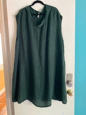 Cynthia Ashby Green Oversized Summer Linen Blend Dress Fits L / XL / Plus
